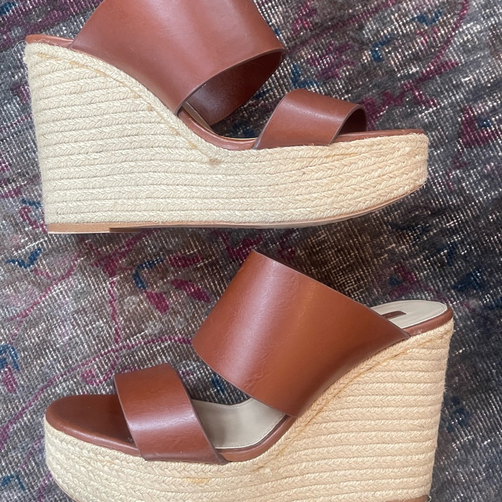 Zara Brown Wedge Sandals with Platform